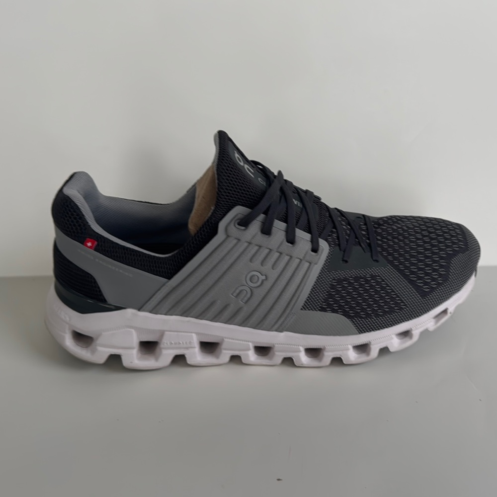 On Cloudswift Running Gray and Black Athletic Shoes with Cloud Midsole